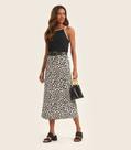 Saia Super Midi Feminina em Cotton leve Rovitex Bege