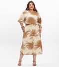 Saia Super Midi Feminina Plus Size Secret Glam Bege