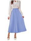 Saia SweatyRocks casual longa plissada azul claro para mulheres