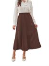 Saia SweatyRocks Long Plissada Coffee Brown para mulheres