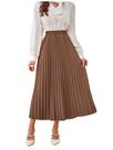 Saia SweatyRocks Long Plissada Longline para mulheres Brown XS