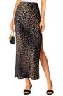 Saia TEDDIFY Summer Satin Maxi de cintura alta, marrom leopardo