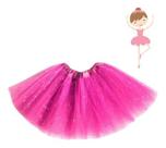 Saia Tule Tutu Unicórnio Infantil Brilhante 30 Cm Bailarina Pink