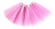 Saia Tule Tutu Unicórnio Infantil Brilhante 30 Cm Bailarina Rosa Claro