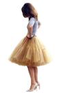 Saia tutu Babyonlinedress feminino, curta A line, elástico, dourado Saia tutu Babyonlinedress feminino, curta A line, elástico, dourado