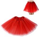 Saia tutu BFONS para mulheres, tule vermelho, 3 camadas, cintura de 56 a 109 cm