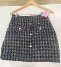 Saia tweed preta e cinza - lã- Claudia - tamanho M