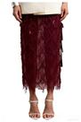 Saia Unybwonn Sequin Fringe Midi para mulheres, malha transparente, roxa