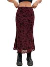 Saia Verdusa de malha de cintura alta Fishtail Bodycon Maroon