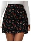 Saia Verdusa Floral A Line Vintage Boho Mini Roupas de Outono