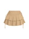 Saia Verdusa Y2k Ruffle Mini Bow Side Flowy A Line cáqui