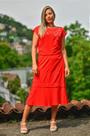 Saia Vermelha Adulta Capim Rosa - Casual Inverno
