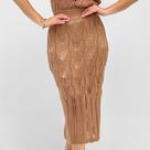 Saia Via Tricot Midi em Tricot Feminina
