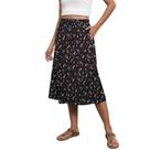 Saia Witsmile Boho, comprimento médio, cintura elástica fluida, feminina