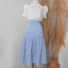 Saia Xadrez Azul Bebê com Marias Midi Moda Evangélica