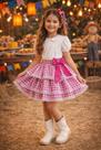 Saia Xadrez Festa Junina Infantil Juvenil Rosa Pink Junino Caipira Quadrilha São João Rodada Sinhá