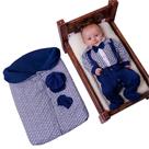 Saída de Maternidade 100% Algodão Inverno Suspensório Marinho com Porta Bebê Saída de Maternidade 100% Algodão Inverno Suspensório Marinho com Porta Bebê