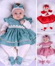 Saida de maternidade bebê feminino verde 100% algodão luxo menina com vestido