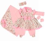Saída De Maternidade Bebe Menina Floral Rosa Raminho 5 Peças