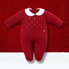 Saída de Maternidade Bebê Menina Tricot Vermelho Pérolas-Hug Tamanho:RNCor:Vermelho