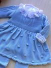 Saída de maternidade de menina vestido pipoca em tricot 4 peças