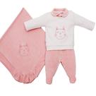 Saída De Maternidade Em Plush Elaine Fofinho 3 Peças