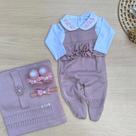 Saída de Maternidade Menina Ayla Tamine Dinhos Baby Conjunto Tricot 6 Peças Saída de Maternidade Menina Ayla Tamine Dinhos Baby Conjunto Tricot 6 Peças