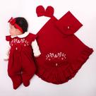 Saída de Maternidade Menina Bordada com Manta Marsala