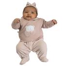 Saída De Maternidade Menina Plush Tricô Laís 4 Pçs Fofinho