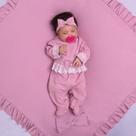Saída de maternidade para menina rose com renda 100% algodão pronta entrega Saída de maternidade para menina rose com renda 100% algodão pronta entrega