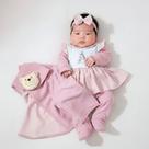Saída de Maternidade Personalizada ROSÊ Para Bebê Kit 05 Peças com Manta Naninha