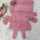Saída De Maternidade Rose De Tricô Antialérgico Luxo Saída De Maternidade Rose De Tricô Antialérgico Luxo