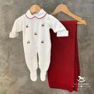 Saída de Maternidade Tricot: Macacão c/ Body + Manta