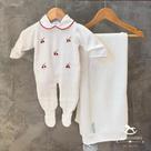 Saída de Maternidade Tricot: Macacão c/ Body + Manta - Off White Cerejinha