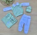 Saída de Maternidade Tricot Verde Menta Sanches menino 7 Peças Saída de Maternidade Tricot Verde Menta Sanches menino 7 Peças