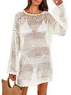 Saída de Praia ANRABESS Vestido de Crochê em Tela Creme G