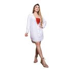 Saída De Praia Camisa Com Botões De Madeira Manga Longa