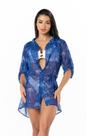 Saída de Praia Camisa Kimono Manga 3/4 Estampada Plus Size