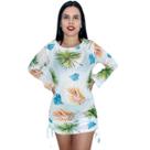 Saída de praia camisão blogueira franzido manga longa Saída de praia camisão blogueira franzido manga longa