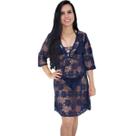 Saída de praia camisão rendado com ajuste decote mangas 3/4