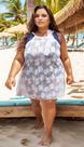Saida De Praia Canga BIG Plus Size VESTIDO tamanho grande arrastão fita vestido mídi do 46 ao 68 COR:BRANCOTAMANHO:54/5