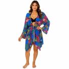 Saída De Praia/ Kimono Com Pontas Curto Em Tule Estampado