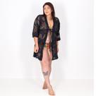 Saída de Praia Kimono de Renda Preto