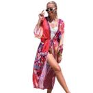 Saída de Praia Longa Estampada Túnica Kimono Elegant Piscina -