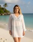 Saída de Praia Plus Size Branca, Manga Longa, Tam. 48