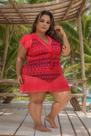 Saída De Praia Plus Size CANGA arrastão cordao do BIG Tam 46 ao 68 Cor:VermelhoTamanho:54/56