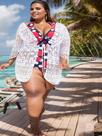 saída de praia plus size canga toda em renda franzida midi tamanho grande do 46 ao 60
