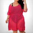 Saída De Praia Plus Size Manga Curta Tricot Luxo Moda Verão