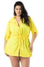 Saída De Praia Plus Size Tule Camisa Manga 3/4