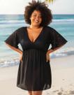 Saída De Praia, Plus Size, Vestido Curto, Preta, Tams. 48